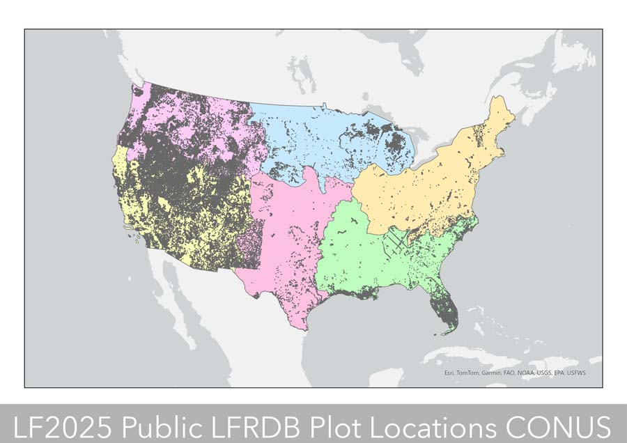 US map showing different plot locations