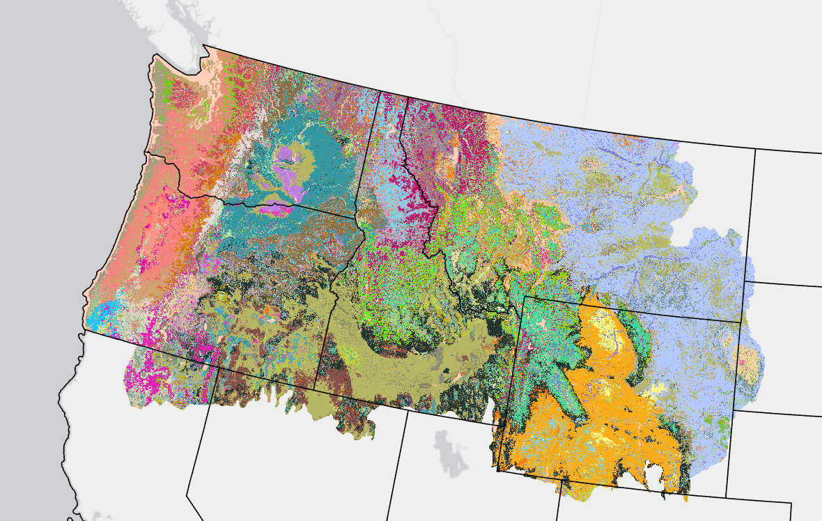 Image showing colors of BPS in the upper north west corner of the US.