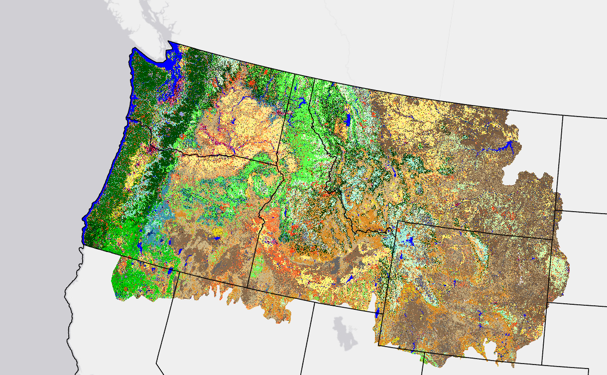 Image showing colors for EVT-NVC in the upper north west corner of the US.