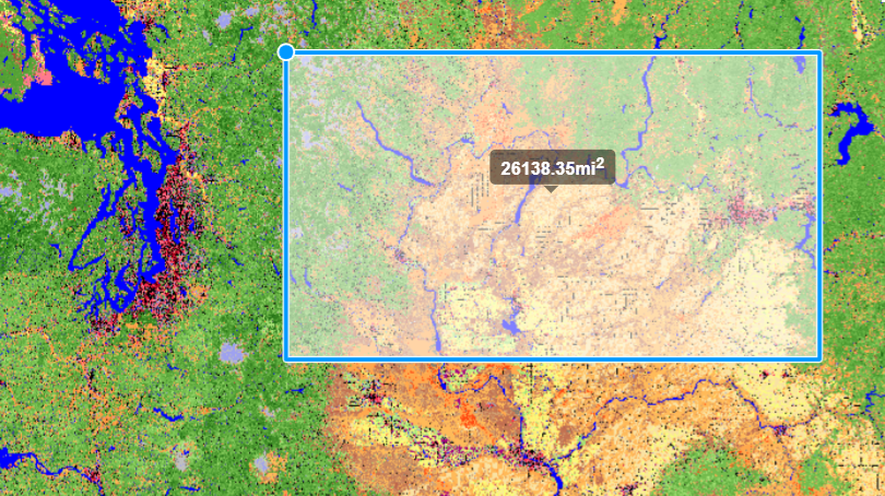 A box on a satellite image indicating an area of interest.
