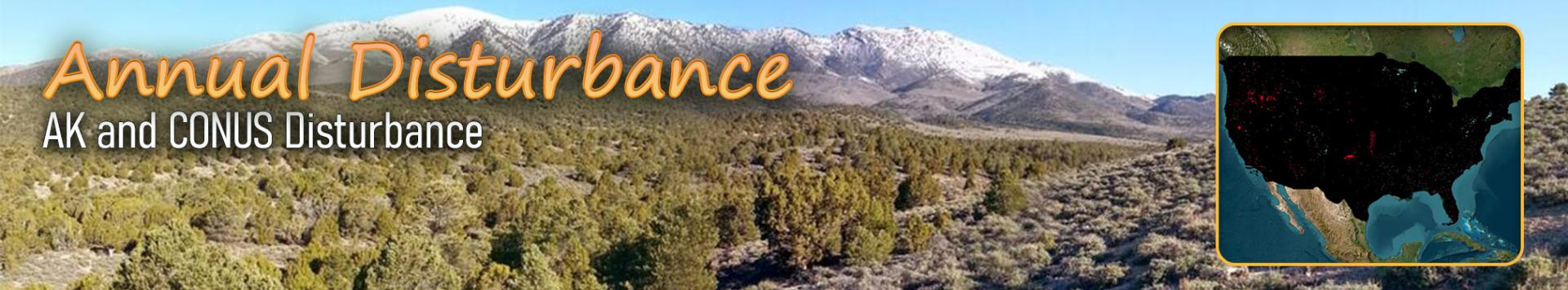 Annual Disturbance for AK and CONUS with mountain background