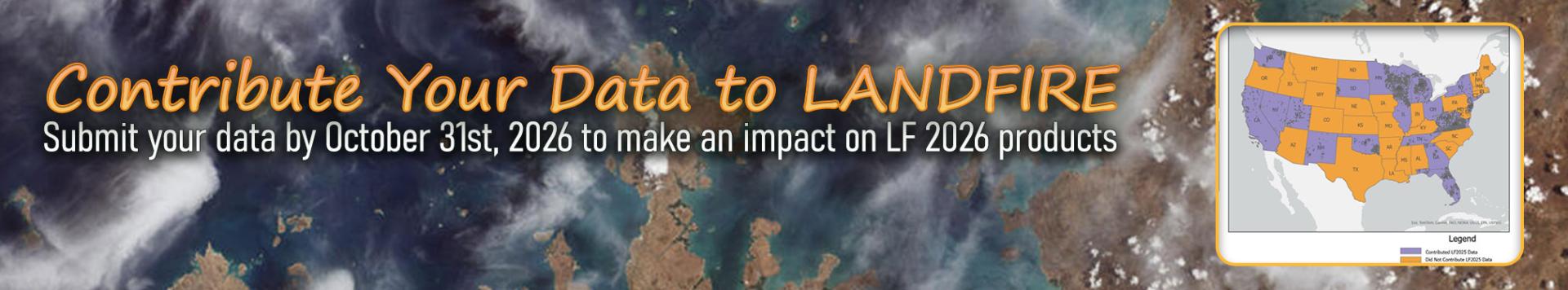 Contributed data map with overhead view of a land mass