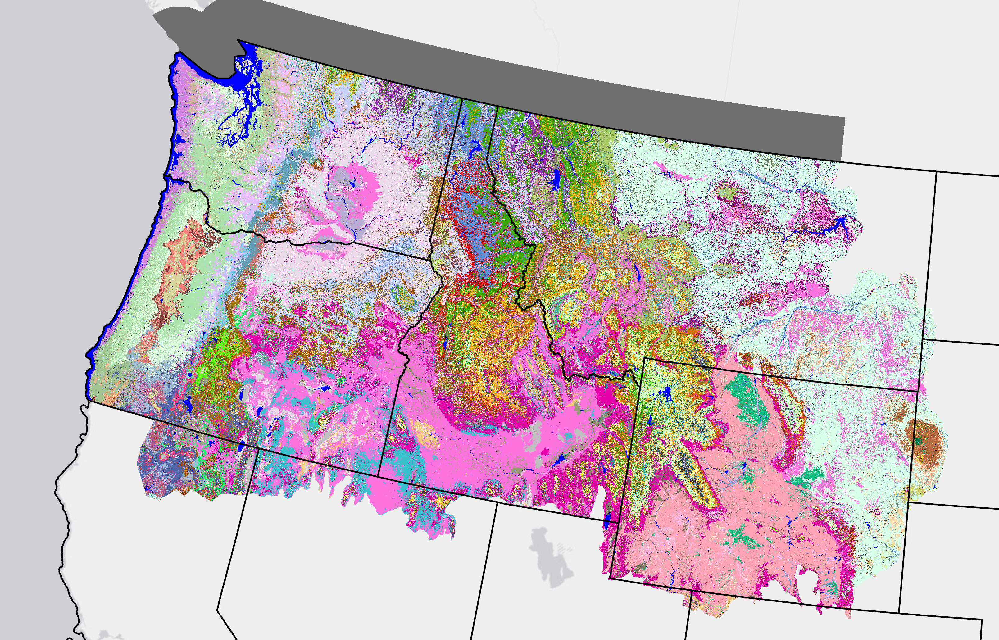 Colorful map showing LF 2016 Remap NW for PFS