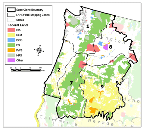 A graphic showings zones 1, 2, 7, 8, and 9