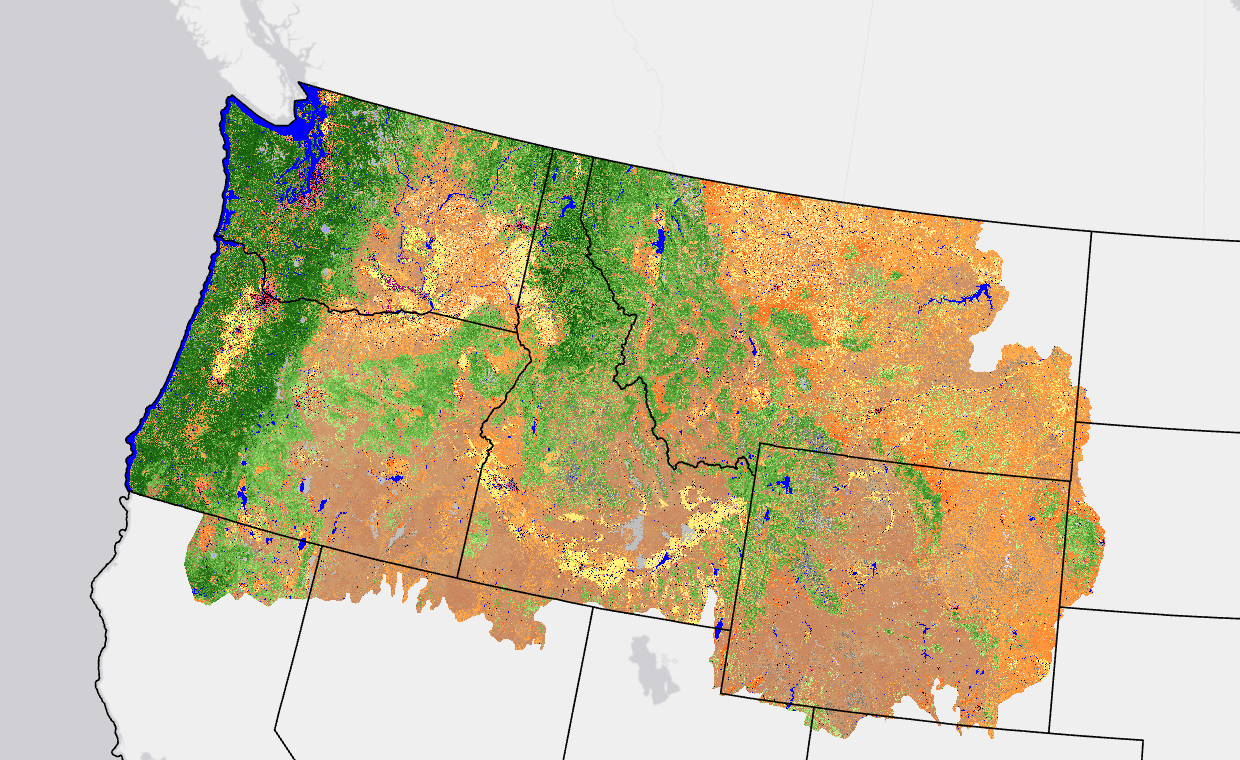 Image showing EVC colorations on the upper northwest corner of the U.S.