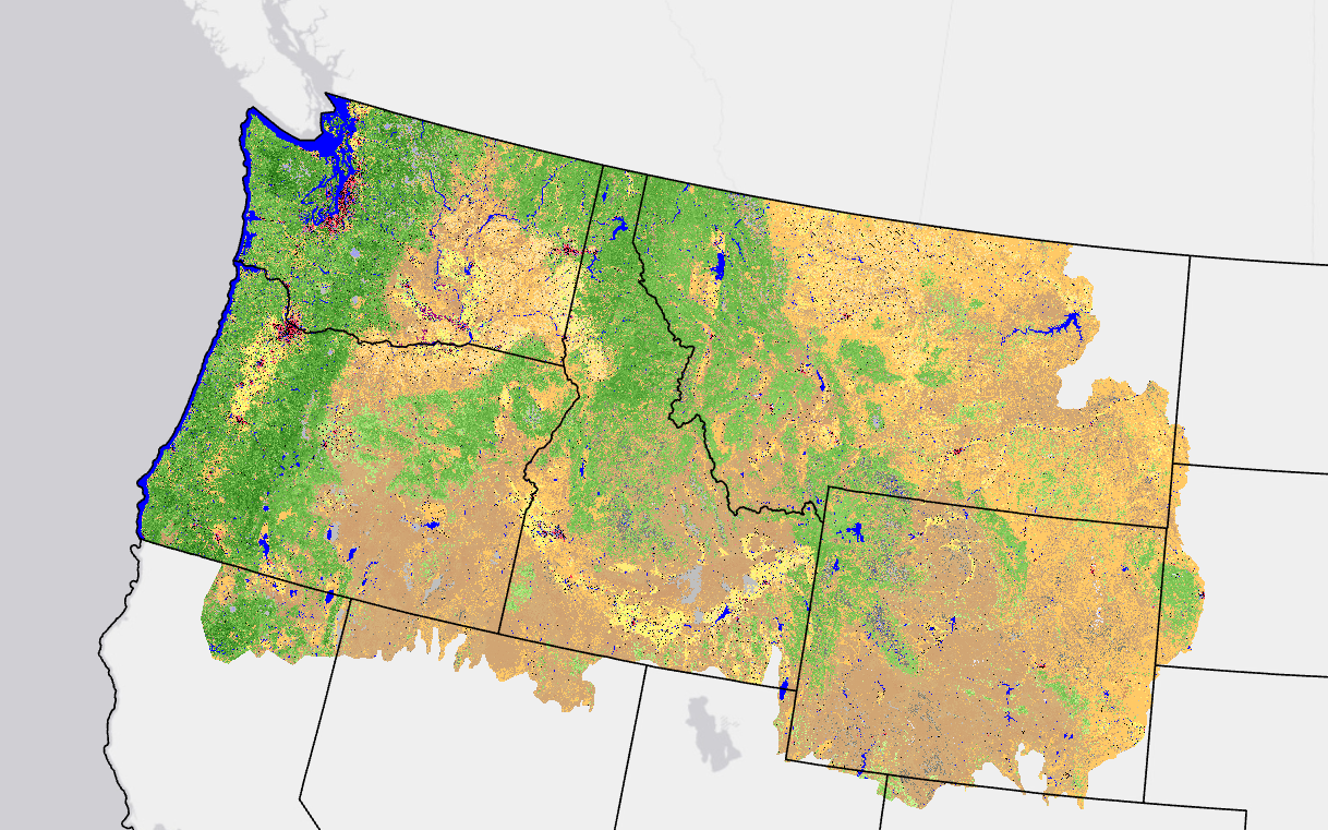 Image showing colors for EVH in the upper north west corner of the US