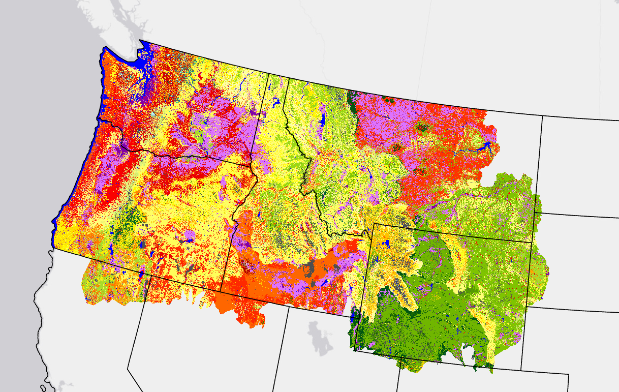 Image showing VDep colors over the Upper NW portion of the U.S.