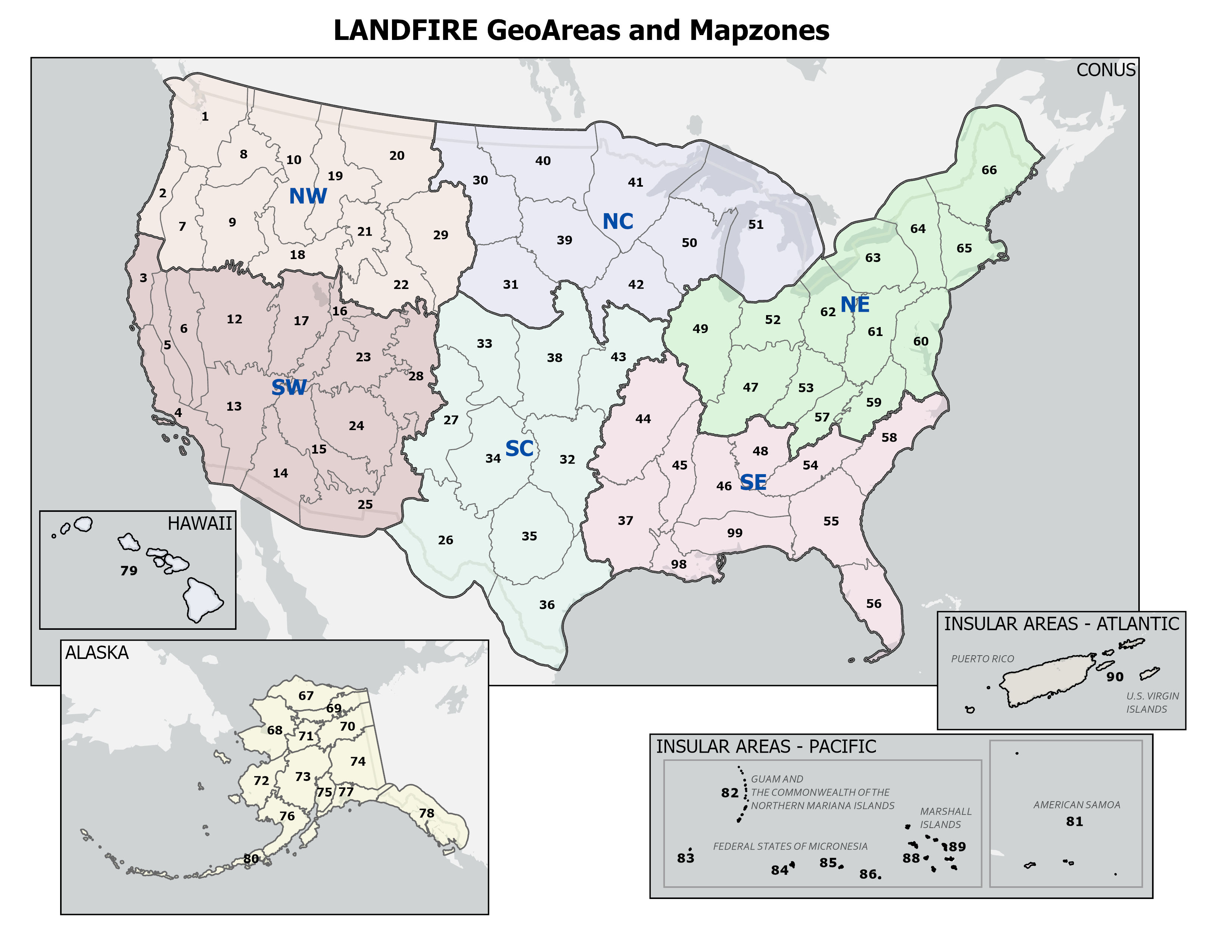 picture of the US with zone colorings