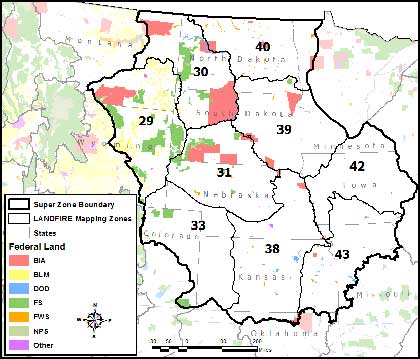 Image showing the midwest of U.S. with zone numbers